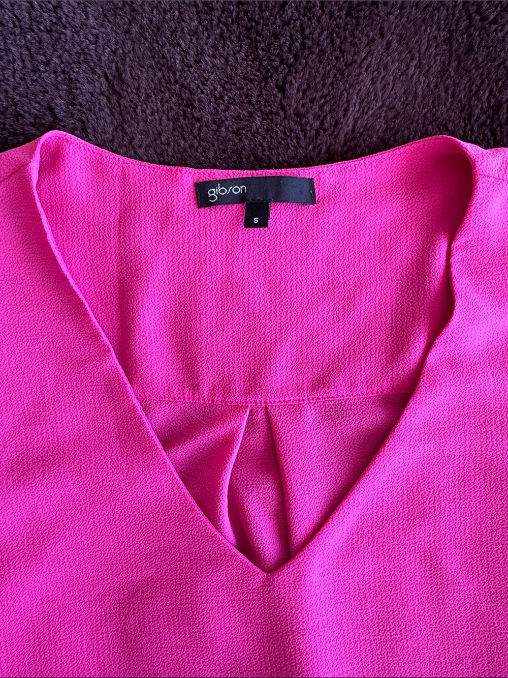 Gibson Bright Pink V-Neck Women's Blouse